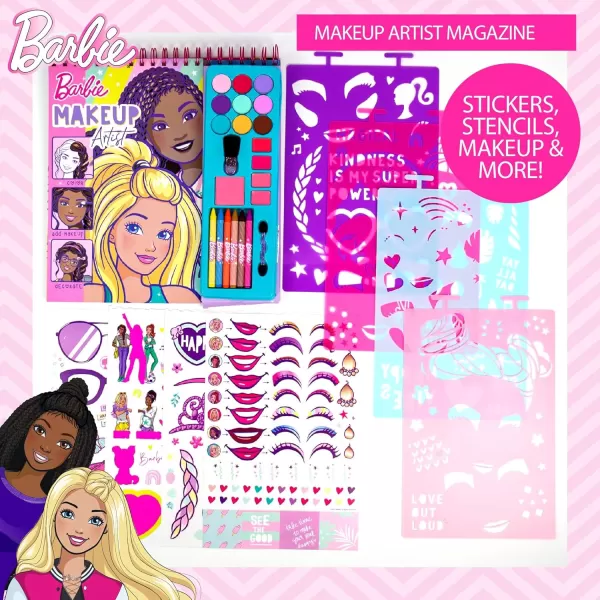 imageHorizon Group USA Barbie Makeup Artist Magazine Create Your Own Hair ampamp Makeup Looks Using 130 Stencils 180 Stickers Crayons Pretend Makeup ampamp More