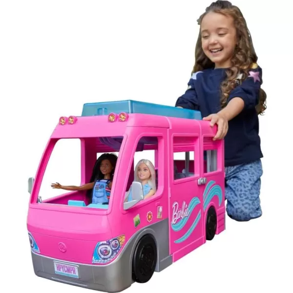 imageBarbie Camper Playset DreamCamper Toy Vehicle with 60 DollSized Accessories Including Furniture Pool ampamp 30inch SlideBarbie Camper