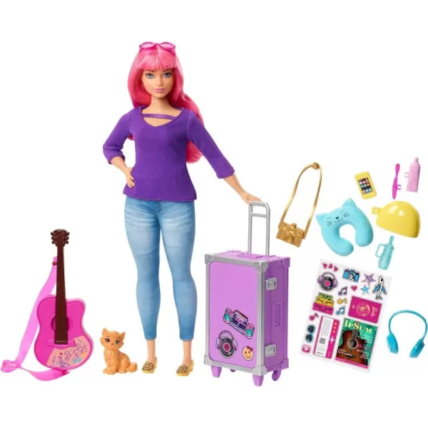 imageBarbie Dreamhouse Adventures Doll ampamp Accessories Travel Set with Daisy Doll Kitten Working Suitcase ampamp 9 PiecesStandard