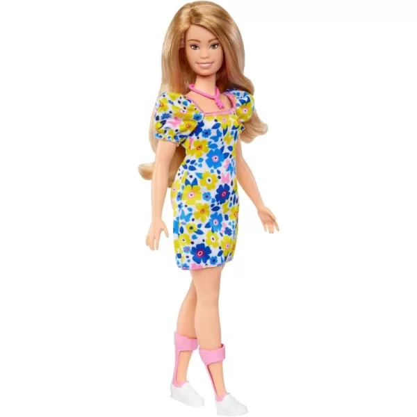 imageBarbie Fashionistas Doll 208 Doll with Down Syndrome Wearing Floral Dress Created in Partnership with The National Down Syndrome SocietyBlue pink white