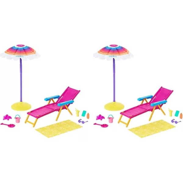 imageBarbie Loves The Ocean BeachThemed Playset with Lounge Chair Umbrella ampamp Accessories Made from Recycled Plastics Gift for 3 to 7 Year Olds1 Count Pack of 2