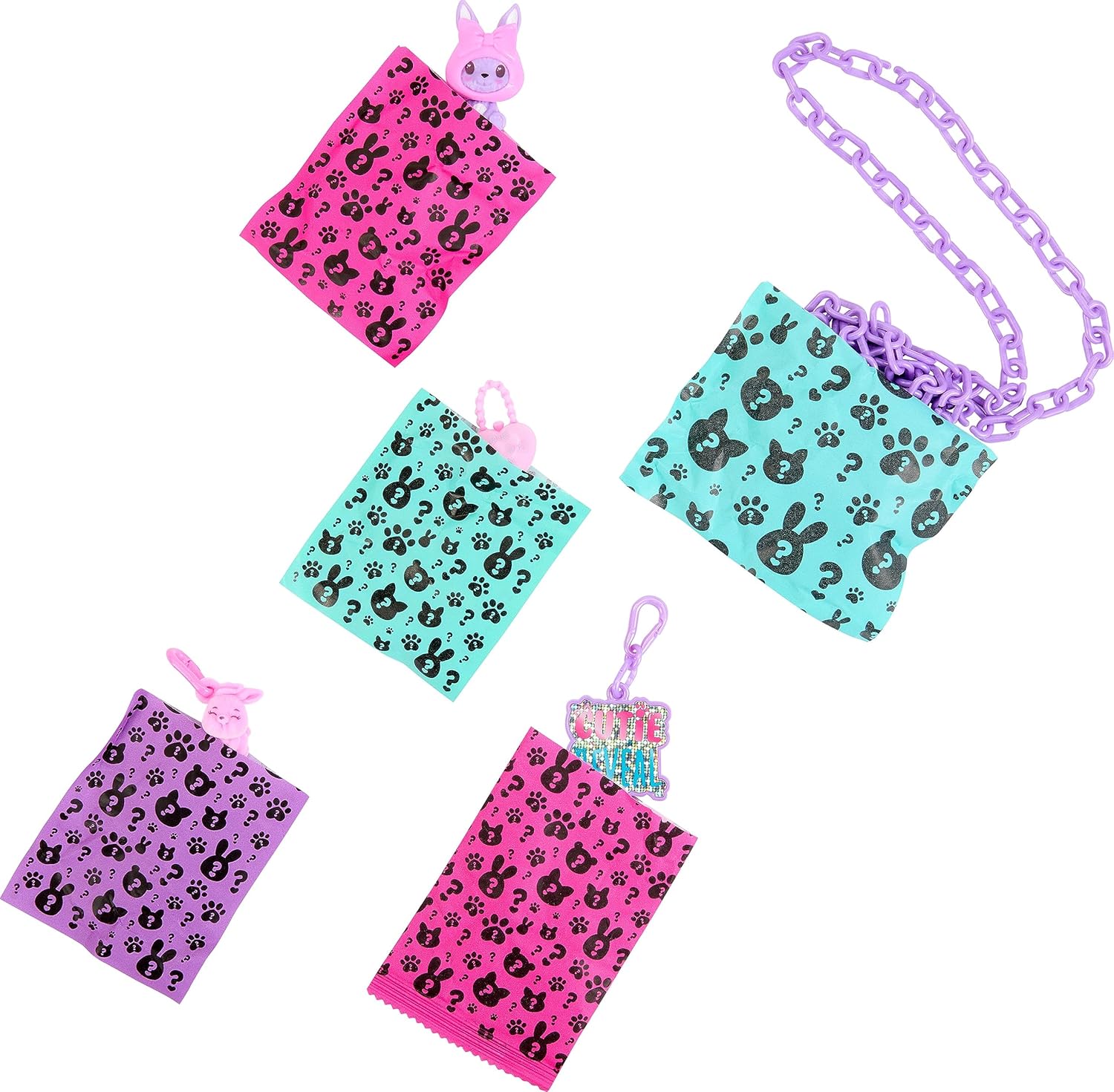 imageBarbie Cutie Reveal Accessories Purse with 5 Surprises Including Reversible Fur ampamp ColorChange Pet Sized for Fashion Dolls Styles May VaryMulticolor