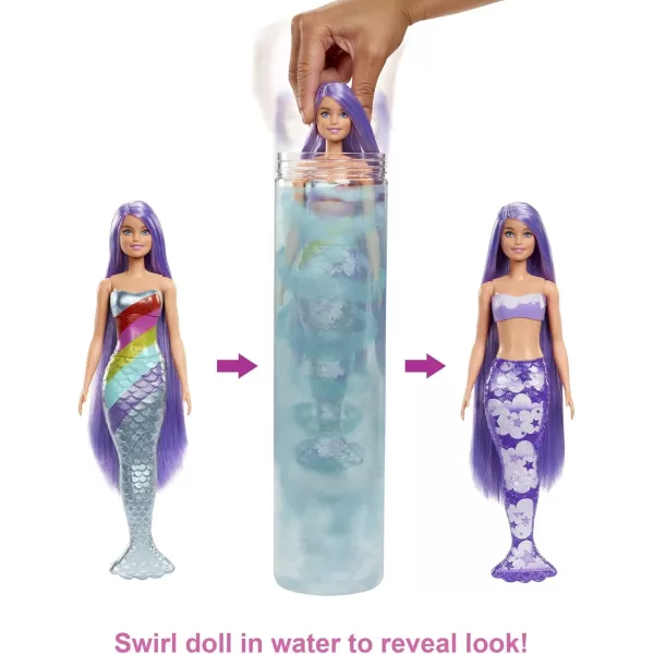 imageBarbie Color Reveal Doll ampamp Accessories Rainbow Mermaid Series 7 Surprises 1 Mermaid Barbie Doll Styles May Vary