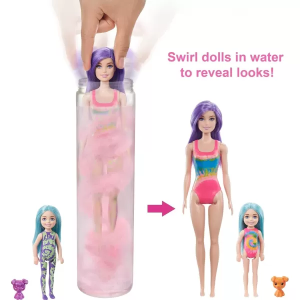 imageBarbie Color Reveal Toy Set TieDye Fashion Maker with Barbie ampamp Chelsea Dolls ampamp Accesssories 50 Surprises Including Pets