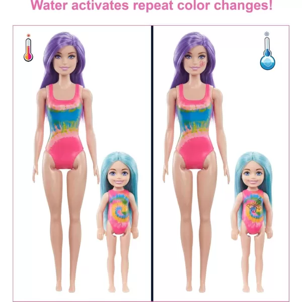 imageBarbie Color Reveal Toy Set TieDye Fashion Maker with Barbie ampamp Chelsea Dolls ampamp Accesssories 50 Surprises Including Pets