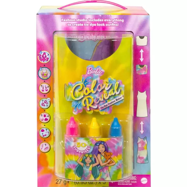 imageBarbie Color Reveal Toy Set TieDye Fashion Maker with Barbie ampamp Chelsea Dolls ampamp Accesssories 50 Surprises Including Pets