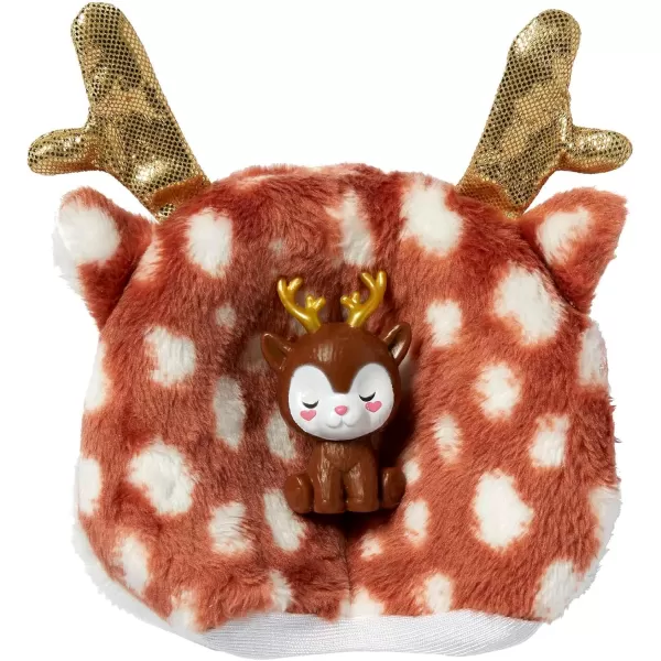 imageBarbie Cutie Reveal Doll Snowflake Sparkle Series Deer Plush Costume 10 Surprises Including Mini Pet ampamp Color ChangeDeer