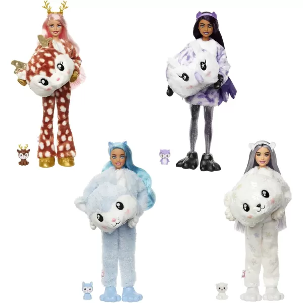 imageBarbie Cutie Reveal Doll Snowflake Sparkle Series Deer Plush Costume 10 Surprises Including Mini Pet ampamp Color ChangeHusky