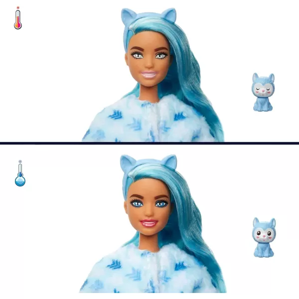 imageBarbie Cutie Reveal Doll Snowflake Sparkle Series Deer Plush Costume 10 Surprises Including Mini Pet ampamp Color ChangeHusky