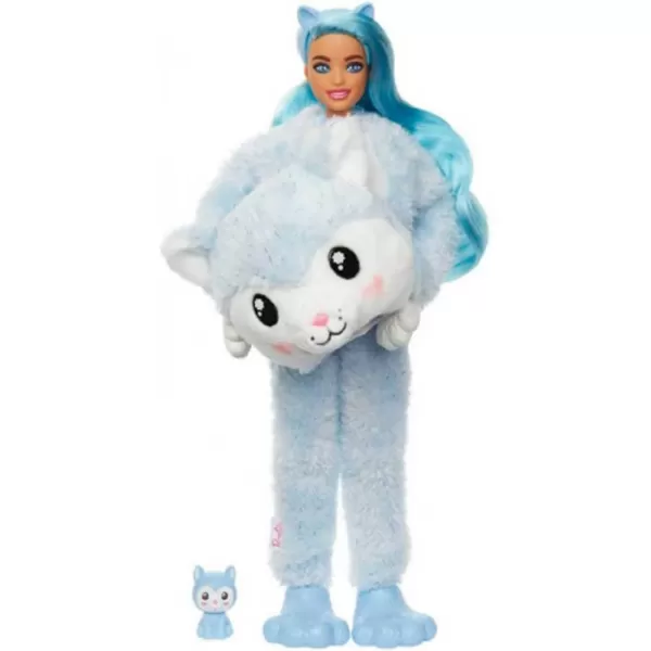 imageBarbie Cutie Reveal Doll Snowflake Sparkle Series Deer Plush Costume 10 Surprises Including Mini Pet ampamp Color ChangeHusky