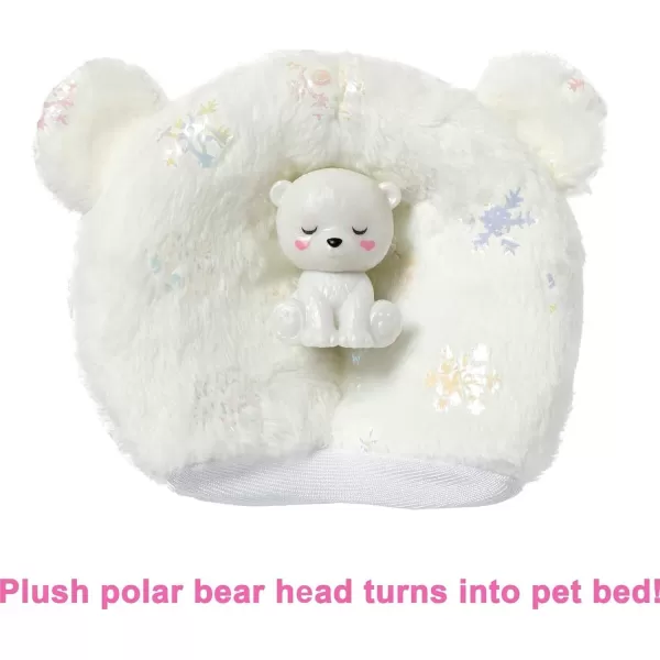 imageBarbie Cutie Reveal Doll Snowflake Sparkle Series Deer Plush Costume 10 Surprises Including Mini Pet ampamp Color ChangePolar Bear