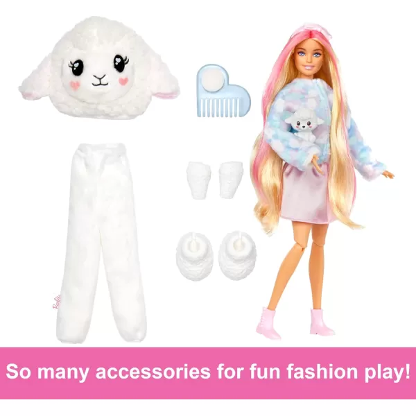 imageBarbie Cutie Reveal Doll with Blonde Hair ampamp Lion Plush Costume 10 Suprises Include Accessories ampamp Pet Styles May VaryLamb