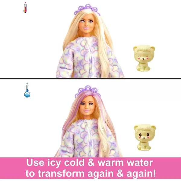 imageBarbie Cutie Reveal Doll with Blonde Hair ampamp Lion Plush Costume 10 Suprises Include Accessories ampamp Pet Styles May VaryLion