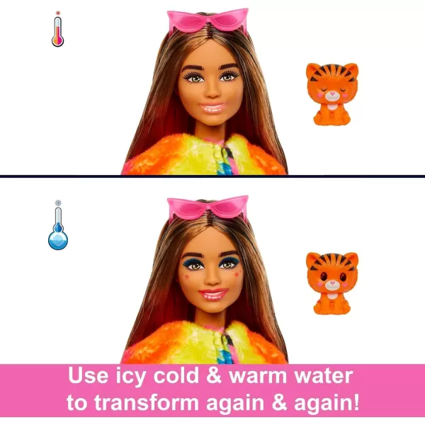 imageBarbie Cutie Reveal Fashion Doll Jungle Series Tiger Plush Costume 10 Surprises Including Mini Pet ampamp Color ChangeTiger