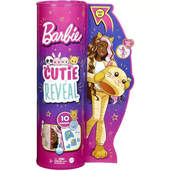 imageBarbie Cutie Reveal Fashion Doll with Bunny Plush Costume ampamp 10 Surprises Including Mini Pet ampamp Color ChangeKitten