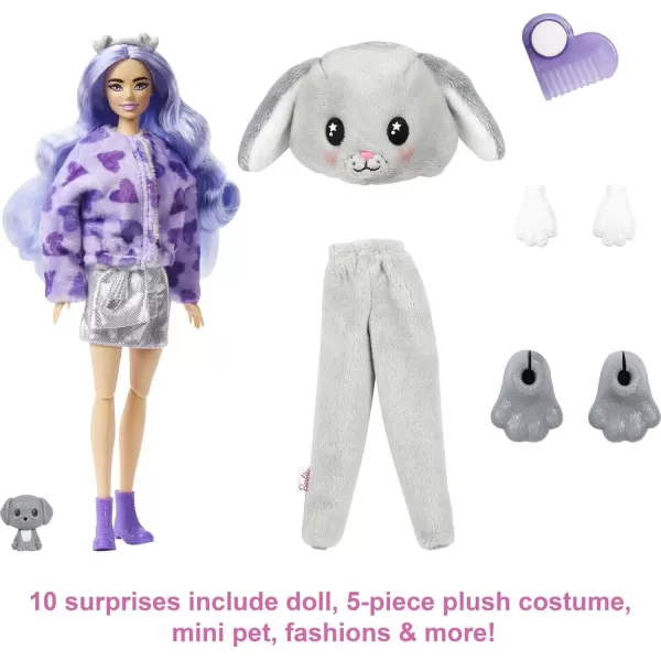 imageBarbie Cutie Reveal Fashion Doll with Bunny Plush Costume ampamp 10 Surprises Including Mini Pet ampamp Color ChangePuppy