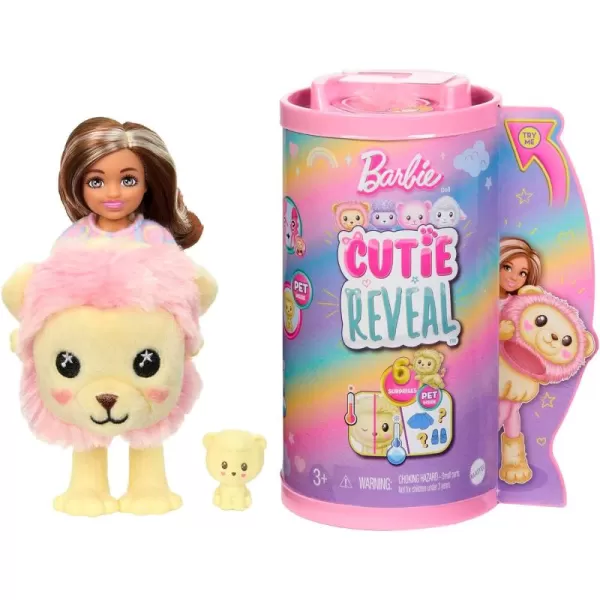 imageBarbie Chelsea Cutie Reveal Small Doll ampamp Accessories Brunette in Lion Costume 6 Surprises Color Change Styles May VaryYellowstreaked