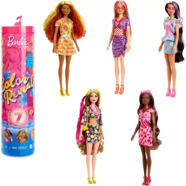 imageBarbie Color Reveal Doll ampamp Accessories Scented Sweet Fruit Series 7 Surprises 1 Barbie Doll Styles May VaryMulticolor