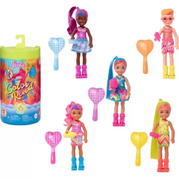 imageBarbie Color Reveal Small Doll ampamp Accessories Neon TieDye Series 6 Surprises 1 Chelsea Doll Styles May VaryMulticolor