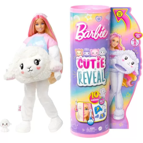 imageBarbie Cutie Reveal Doll with Blonde Hair ampamp Lion Plush Costume 10 Suprises Include Accessories ampamp Pet Styles May VaryLamb