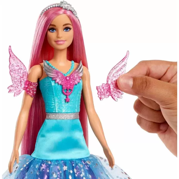 imageBarbie A Touch of Magic Fashion Doll Malibu with WingDetailed Dress 7inch Long Colorful Hair 2 Fantasy Pets ampamp Accessories