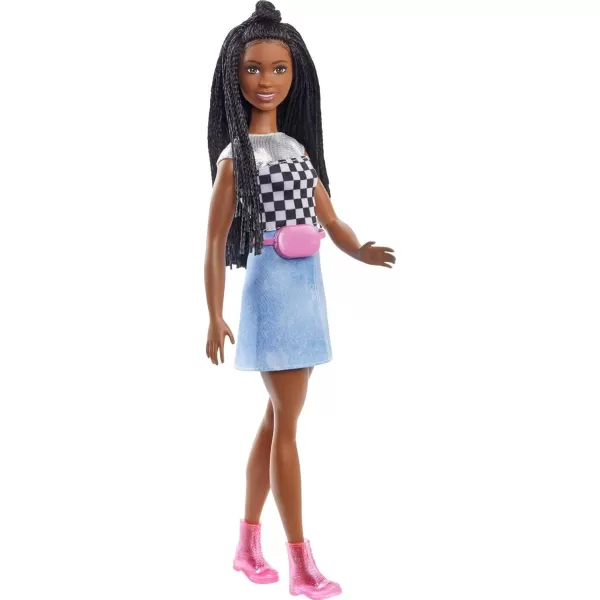 imageBarbie Big City Big Dreams Brooklyn Roberts Doll 115in Brunette Braided Hair Wearing Shimmery Top Skirt ampamp Accessories Gift for 3 to 7 Year Olds