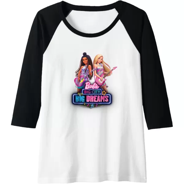 imageBarbie Big City Big Dreams Raglan Baseball TeeBlackWhite