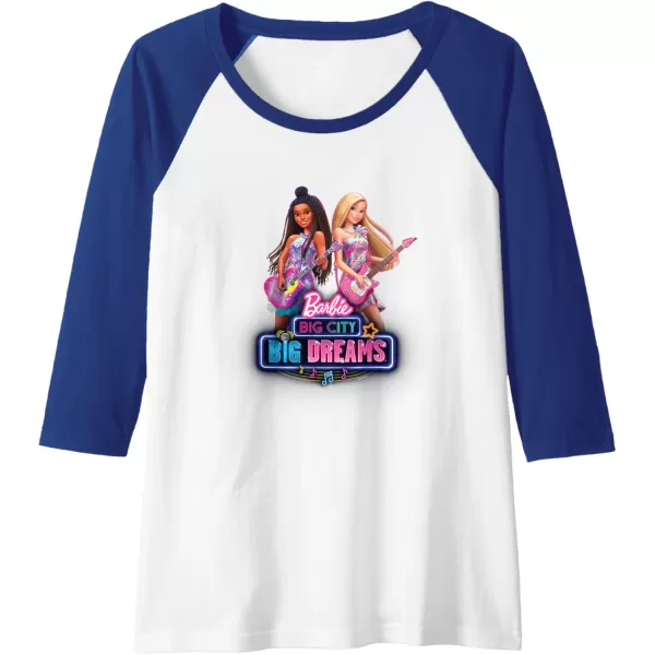 imageBarbie Big City Big Dreams Raglan Baseball TeeRoyal BlueWhite