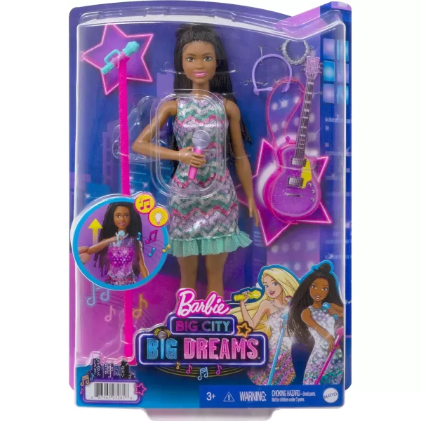 imageBarbie Big City Big Dreams Singing Brooklyn Doll with Music Light Guitar ampamp Accessories Lift Hand to Activate