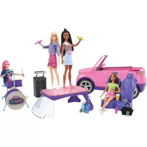 imageBarbie Big City Big Dreams Transforming Vehicle Playset Pink 2Seater SUV Reveals Stage Drum Set ampamp ConcertThemed Accessories Gift for 3 to 7 Year OldsSingle