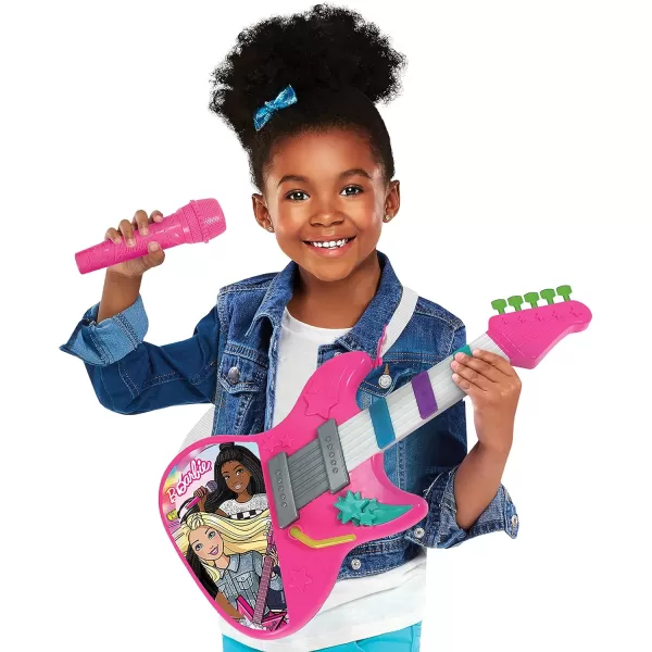 imageBarbie Rock Star Guitar Interactive Electronic Toy Guitar with Lights Sounds and Microphone