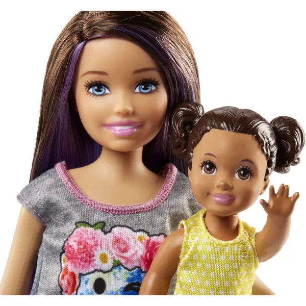 imageBarbie Skipper Babysitters Inc 2 Dolls ampamp Accessories Set with Brunette Skipper Doll Small Doll ampamp Bouncy Stroller Amazon ExclusivePram Playset