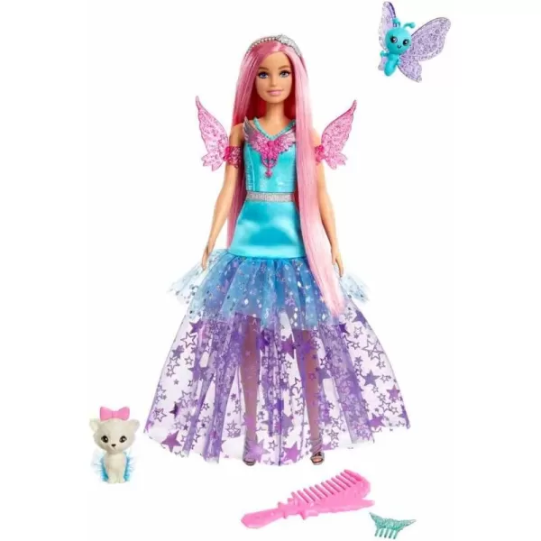 imageBarbie A Touch of Magic Fashion Doll Malibu with WingDetailed Dress 7inch Long Colorful Hair 2 Fantasy Pets ampamp Accessories