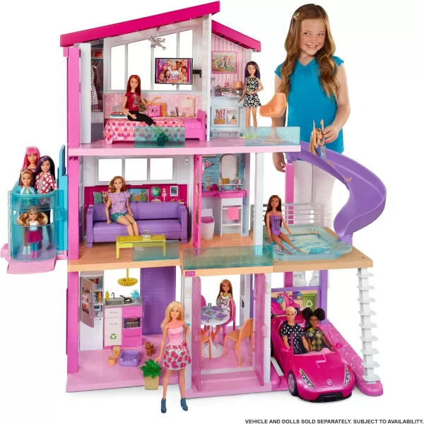 imageBarbie DreamHouse Doll House Playset with 70 Accessories Including Transforming Furniture Elevator Slide Lights ampamp SoundsDreamhouse