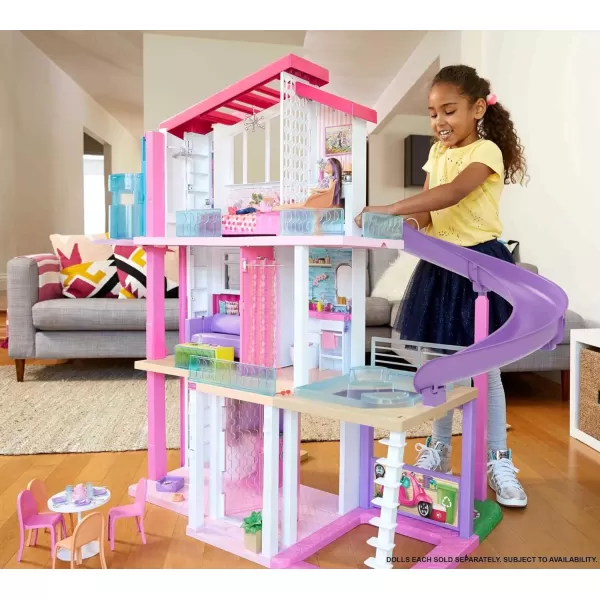 imageBarbie DreamHouse Doll House Playset with 70 Accessories Including Transforming Furniture Elevator Slide Lights ampamp SoundsDreamhouse