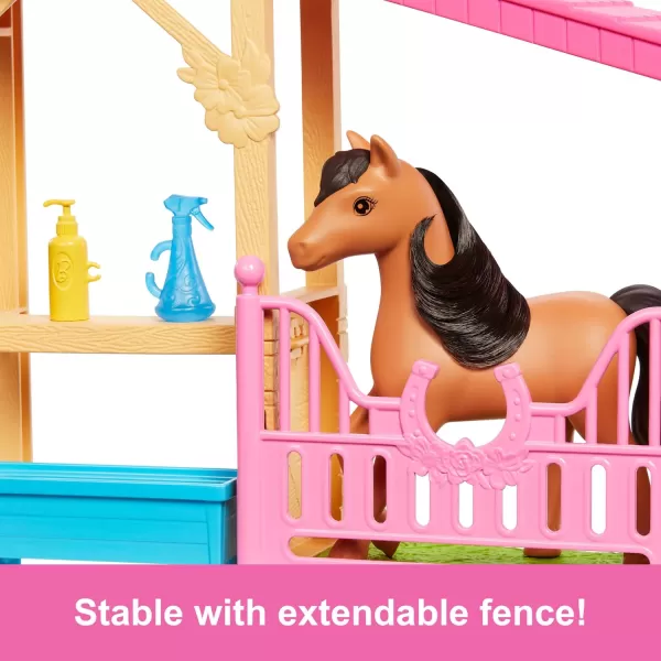 imageBarbie Toy Stable Playset with Fashion Doll Small Toy Pony ampamp 10 Accessories Inspired Mysteries The Great Horse Chase