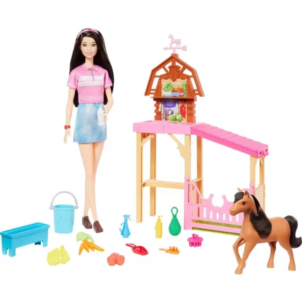 imageBarbie Toy Stable Playset with Fashion Doll Small Toy Pony ampamp 10 Accessories Inspired Mysteries The Great Horse Chase