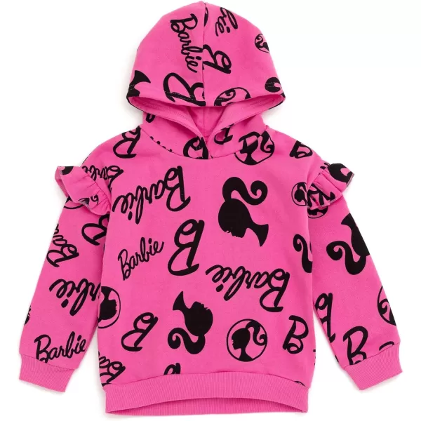 imageBarbie Girls Fleece Hoodie and Leggings Outfit Set Toddler to Big Kid Sizes 2T  1820Pink  Black