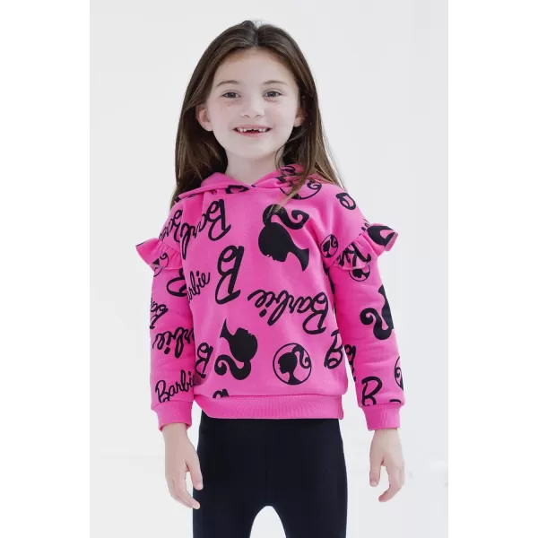 imageBarbie Girls Fleece Hoodie and Leggings Outfit Set Toddler to Big Kid Sizes 2T  1820Pink  Black