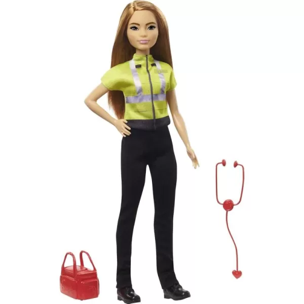 imageBarbie Careers Fashion Doll ampamp Accessory Nurse Wearing Print Top Pink Pants ampamp White Shoes with StethoscopeBlack yellow