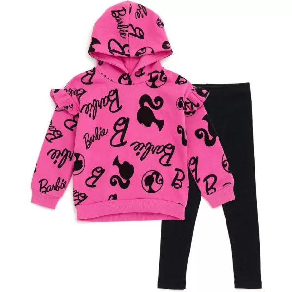 imageBarbie Girls Fleece Hoodie and Leggings Outfit Set Toddler to Big Kid Sizes 2T  1820Pink  Black