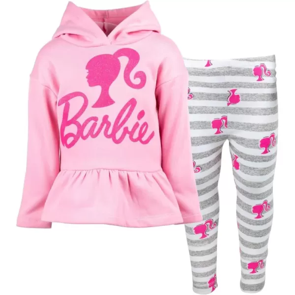 imageBarbie Girls Fleece Hoodie and Leggings Outfit Set Toddler to Big Kid Sizes 2T  1820Pink