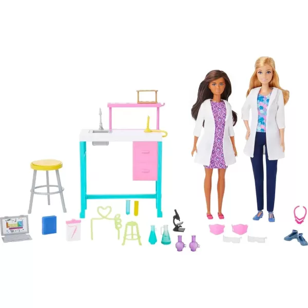 imageBarbie Careers Playset Science Lab with 2 Scientist Fashion Dolls Bench ampamp 10 Accessories Amazon Exclusive