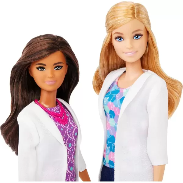 imageBarbie Careers Playset Science Lab with 2 Scientist Fashion Dolls Bench ampamp 10 Accessories Amazon Exclusive