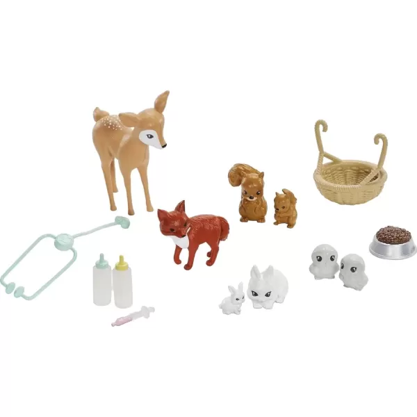 imageBarbie Doll ampamp Playset Animal Rescuer Theme with Vet Doll 8 Animal Figures Treehouse Care Station Rope Bridge ampamp Accessories