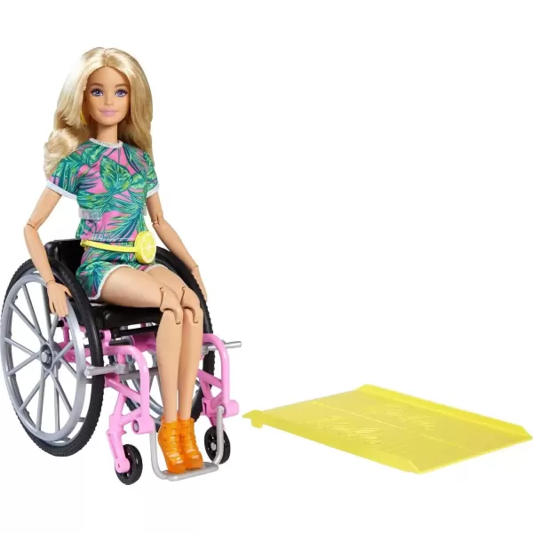 imageBarbie Fashionistas Doll 165 with Wheelchair ampamp Ramp Wavy Blonde Hair ampamp TropicalPrint Outfit with Accessories Amazon ExclusiveTropical Print