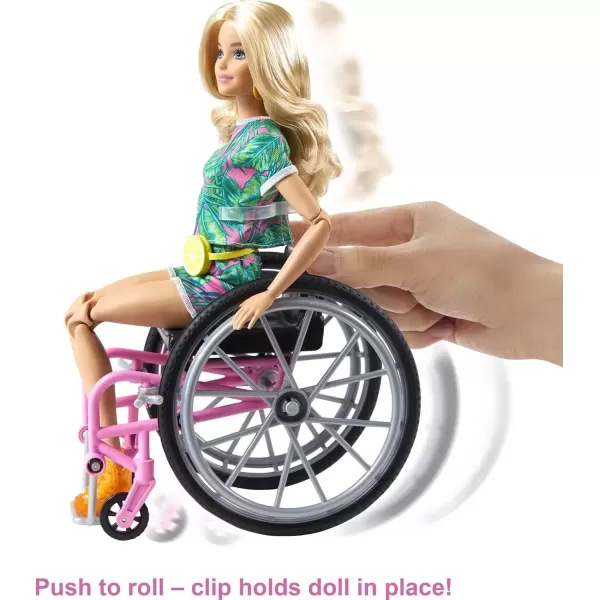 imageBarbie Fashionistas Doll 165 with Wheelchair ampamp Ramp Wavy Blonde Hair ampamp TropicalPrint Outfit with Accessories Amazon ExclusiveTropical Print