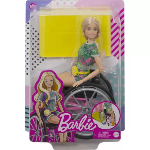 imageBarbie Fashionistas Doll 165 with Wheelchair ampamp Ramp Wavy Blonde Hair ampamp TropicalPrint Outfit with Accessories Amazon ExclusiveTropical Print