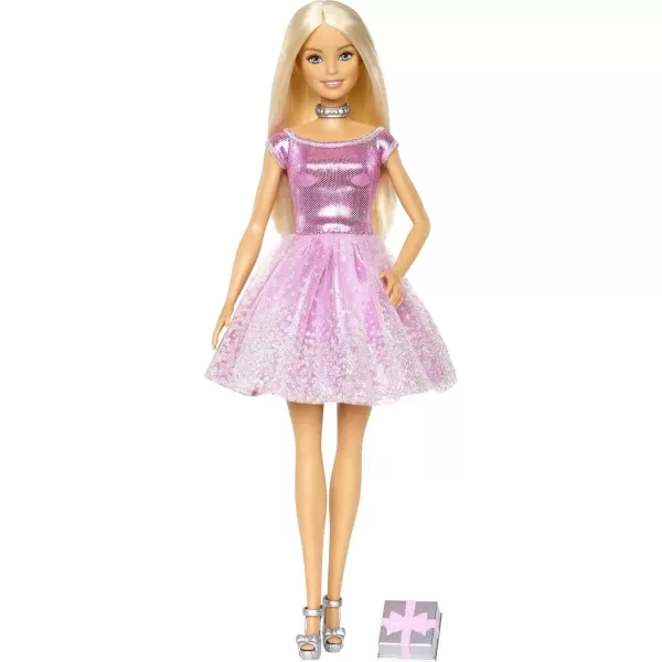 imageBarbie Happy Birthday Doll with Blonde Hair and Blue Eyes Pink Glitter Party Dress and Silvery AccessoriesBarbie Doll  Accessory Happy Birthday Barbie