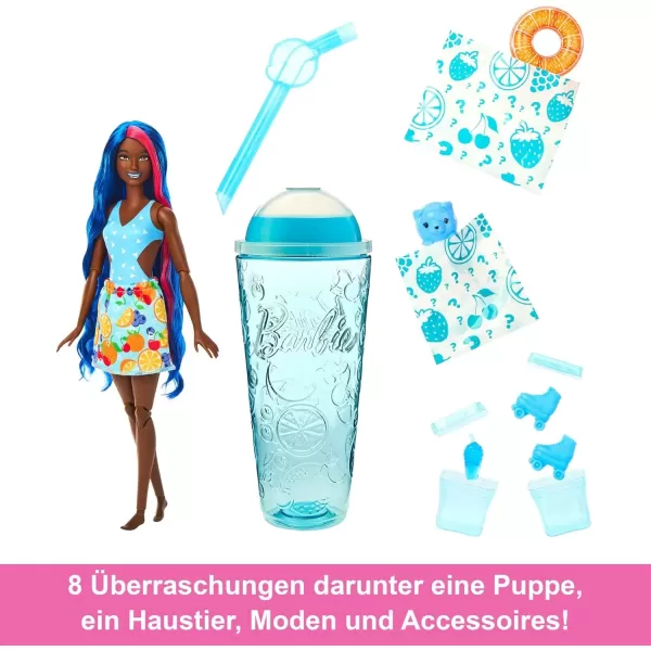 imageBarbie Pop Reveal Doll ampamp Accessories Fruit Punch Scent with Blue Hair 8 Surprises Include Slime Color Change ampamp PuppyFruit Punch